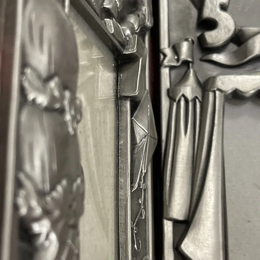 Vintage 3 Pewter Panel Children's Picture Frame‎ - Toys (9) 1-9 Wallet Size Pics
